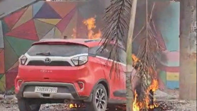 कलेक्ट्रेट के पास खड़ी कार में लगी आग: लोग वीडियो बनाने लगे, आग पर पाया गया काबू,कारणों की जांच जारी - Raipur News